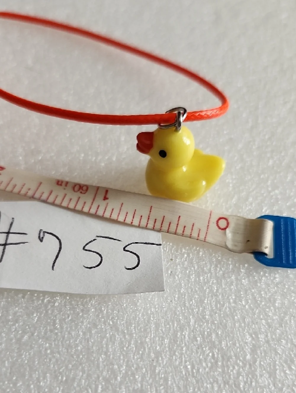 Playful Yellow Duck Charm Bracelet / Anklet on Neon Orange Cord